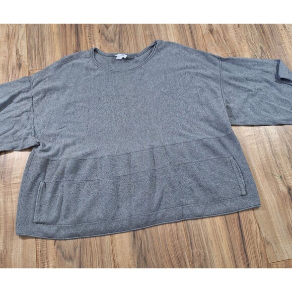 Pure Jill gray cashmere cotton blend peblum shirt size medium - Picture 1 of 4